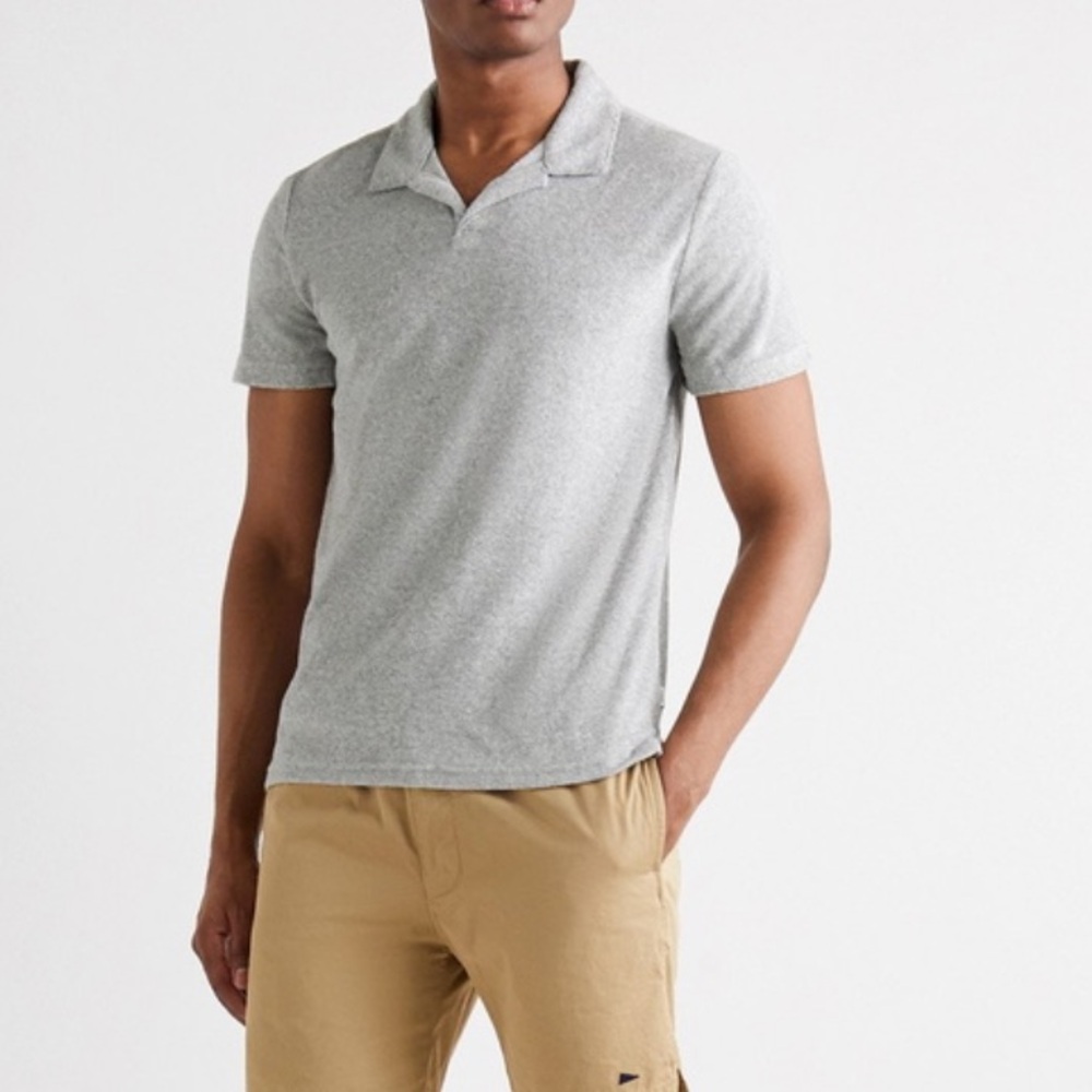 Onia - Shaun Cotton-Blend Terry Polo Shirt - Gray Size Medium